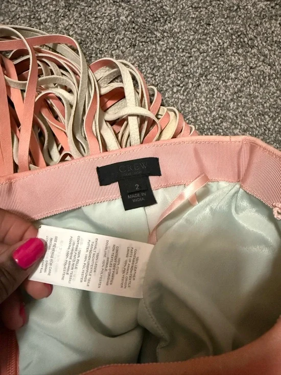 J. Crew Collection Coral Pink Suede Fringe Mini Skirt 2 - Picture 5 of 10